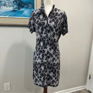 IBKUL Le Leopard Zip Mock Neck Dress XL